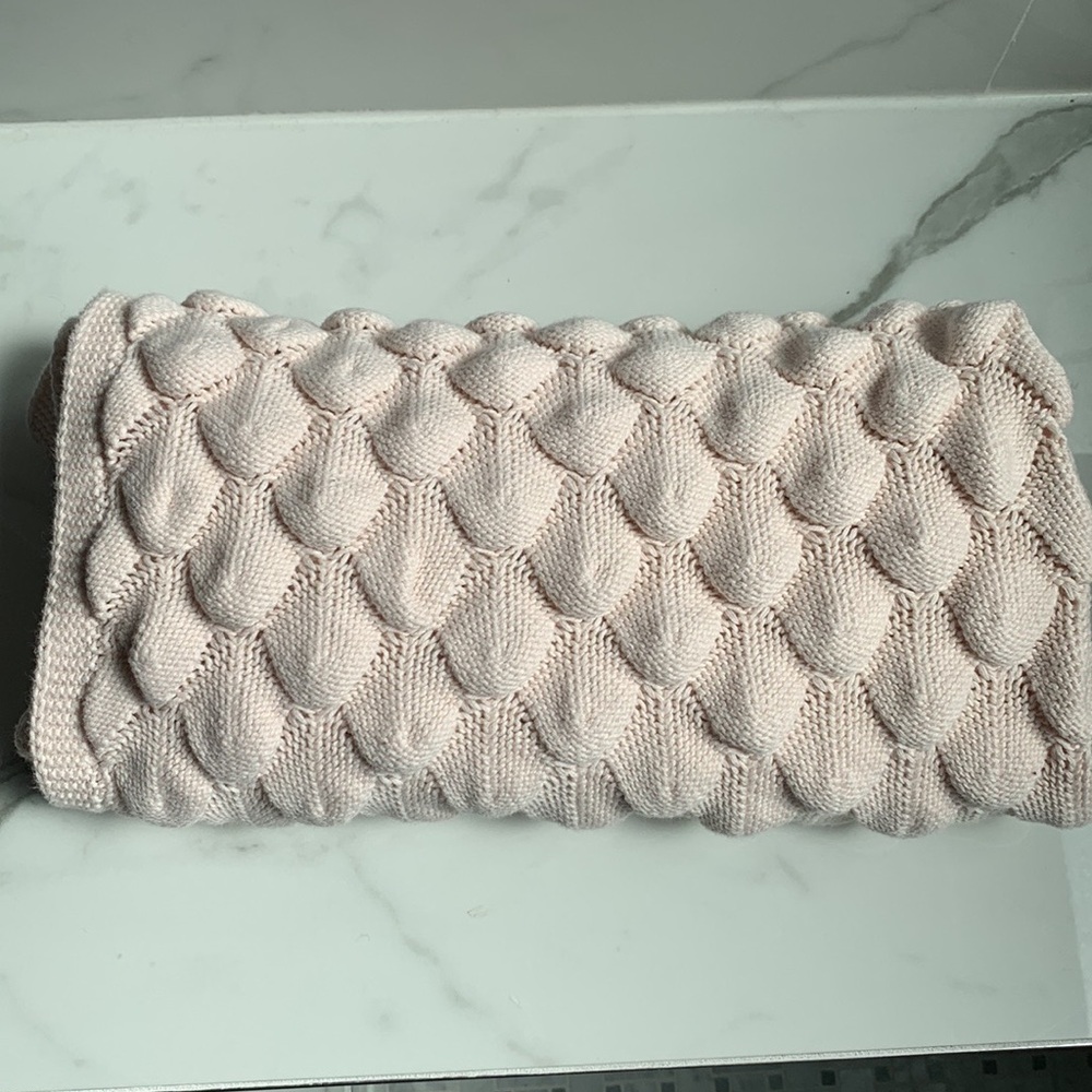 Pottery Barn Bubble Knit Modern Baby Blanket Organic Cotton 30x40 RARE